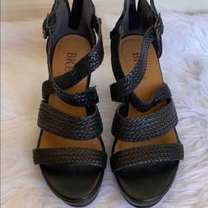 Black wedges with braided strap detailing